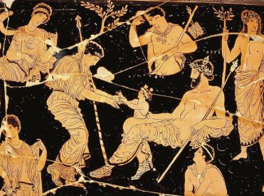 Abbildung: Geburt des Dionysos aus dem Schenkel des Zeus