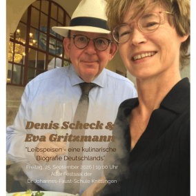 Plakat zur Lesung am 25.09.2026 mit Denis Scheck und Eva Gritzmann