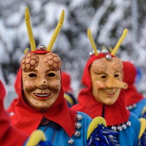 Die Rhiischnooge beim winterlichen Umzug