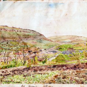 Karl Brandsch: Aquarell “Landschaft bei dem Lager”, 1945 Karl Brandsch: Aquarell “Landschaft bei dem Lager”, 1945