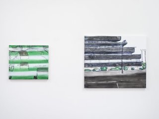 Zara Idelson, A Long the Muse, 2018, Öl auf Leinwand / Huile sur toile / oil on canvas, 35,5 x 41 cm, Courtesy the artist Zara Idelson, Upper Ground, 2018, Öl auf Leinwand / Huile sur toile / oil on canvas, 56 x 66,5 cm, Courtesy the artist