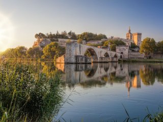 Avignon old bridge during sunset in Provence, France By Tomas Marek
