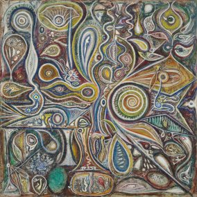 Richard Pousette-Dart, Unter dem Meer, 1939, Öl und Tusche auf Pergament, 59,7 x 59,7 cm, The Richard Pousette-Dart Foundation © The Richard Pousette-Dart Estate / VG Bild-Kunst, Bonn 2025
