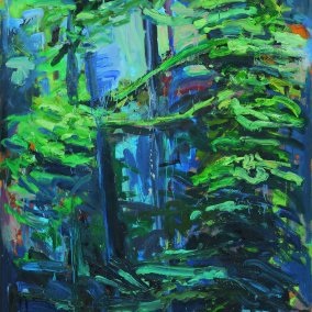Gabi Streile, Lichtung blau, 1988 , Öl auf Holz, 180 x 130 cm, Sammlung Würth, Inv. 9164, Foto: Volker Naumann, Schönaich