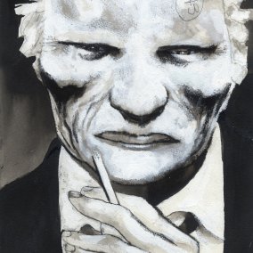 Visage d'un homme tenant une cigarette à la main