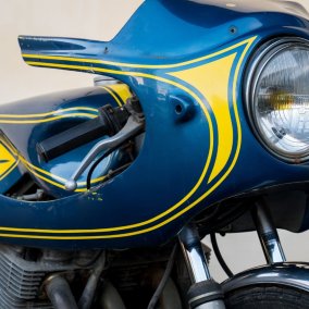 The front of a motorcycle