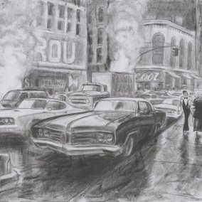 Bleistiftzeichnung Szene New York