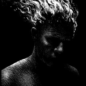 Self portrait with burning head