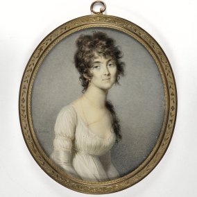 Jean-Urbain Guérin, Portrait de Jeanne Fanny Noisette, vers 1800. miniature sur ivoire. Photo : M.Bertola / Musées de Strasbourg