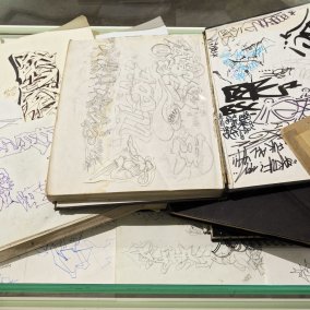 Skizzenbücher von Graffit-Künstler Wolfgang Krell in der Ausstellung