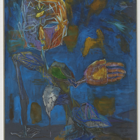 Stefan Bertalan: Der Sinn der Welt neu gestaltet, 1986–1987 , Tempera auf Karton, 64×50 cm, Sammlung Lecca – München