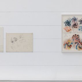 Ausstellungsansicht, Stefan Bertalan: I have lived with a sunflower for 130 days, Badischer Kunstverein, Karlsruhe 2025. Foto: Felix Grünschloß