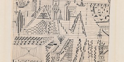Paul Klee, Beride (Wasserstadt), 1927, 51, Feder auf Papier auf Karton, 16,3/16,7 x 22,1/22,4 cm, Zentrum Paul Klee, Bern