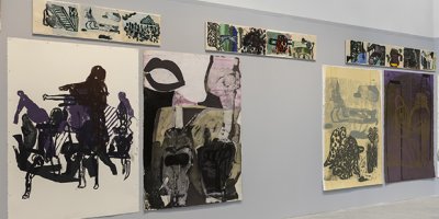 Amy Sillman, Untitled (Frieze for Venice) [ohne Titel (Fries für Venedig)], 2021, Detail der Präsentation im Zentralpavillon während der Biennale in Venedig 2022