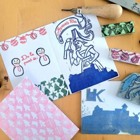 Workshop zum Drucken von Grußkarten - Familienworkshop ©Château du Haut-Koenigsbourg