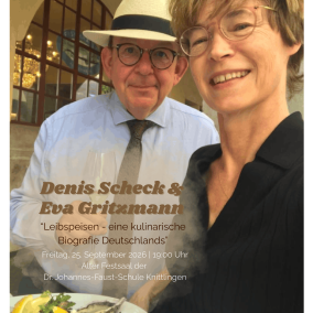 Plakat zur Lesung am 25.09.2026 mit Denis Scheck und Eva Gritzmann