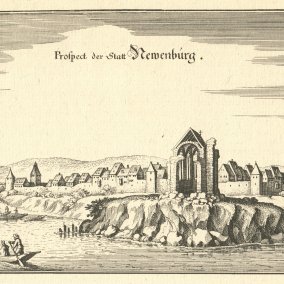 Ansicht von Neuenburg. Matthäus Merian d. Ä., Topographia Alsatiae (1644).