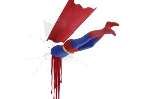 Patricia Waller, Untitled (Superman), 2011 Wool, styrofoam, wire, crochet, 120 x 60 × 50 cm Courtesy of Galerie Deschler, Berlin © VG Bild-Kunst, Bonn 2023