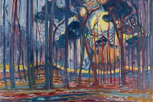Piet Mondrian, Wald bei Oele (Bosch: Bos bij Oele), 1908, Öl auf Leinwand, 128 x 158 cm, Kunstmuseum Den Haag, Den Haag