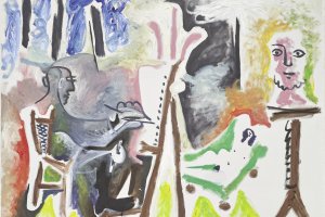 Pablo Picasso Le peintre et son modèle, 26.3.1963 Öl auf Leinwand, 130 x 162 cm Esther Grether Familiensammlung © Succession Picasso / 2022, ProLitteris, Zürich