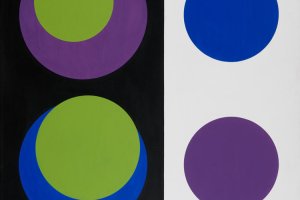 Geneviève Claisse, R 338, 1969, Öl auf Leinwand, 196 x 131 cm, Aargauer Kunsthaus, Aarau