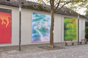 Ketuta Alexi-Meskhishvili, "Verkleidung," Kunsthalle Basel back wall, 2022. Exhibition view. Photo: Philipp Hänger / Kunsthalle Basel