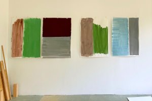 Atelieransicht Silvia Bächli, Basel, August 2022
