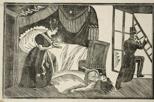 Gravure sur bois illustrant un canard de 1835 et montrant une agression