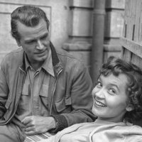 The film stars Liselotte Pulver and O. W: Fischer during filming in Heidelberg. Photograph by Fritz Hartschuh, Heidelberg City Archive