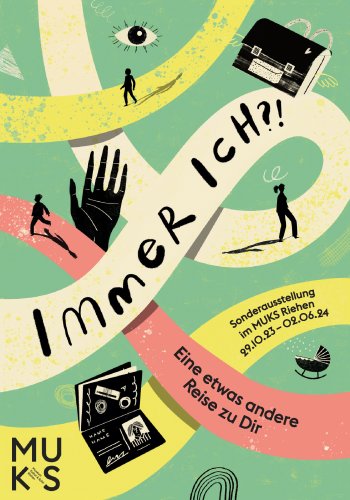 Sonderausstellung "Immer ich?! Eine etwas andere Reise zu dir" im MUKS. Grafik und Illustration: Emily Wren. MUKS Museum Kultur & Spiel Riehen.