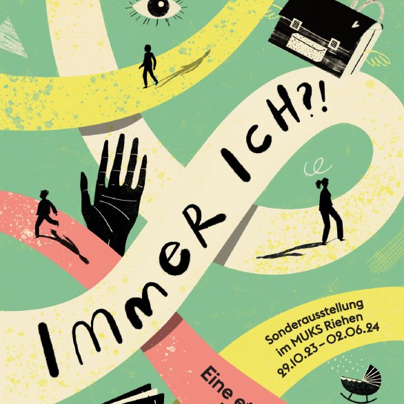 Sonderausstellung "Immer ich?! Eine etwas andere Reise zu dir" im MUKS. Grafik und Illustration: Emily Wren. MUKS Museum Kultur & Spiel Riehen.