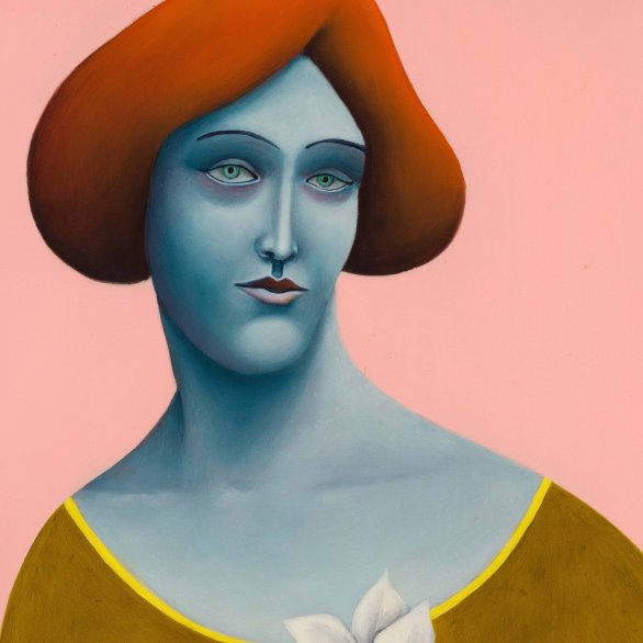 Nicolas Party, Portrait with Flowers (Version auf Kupfer), Detail, 2021