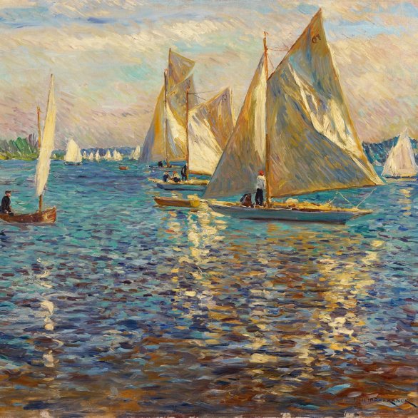 Max Liebermann, Mein Haus in Wannsee mit Garten, um 1926, Öl auf Leinwand, 70,5 x 90,2 cm, Privatsammlung