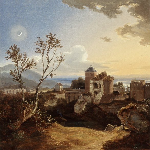 Carl Rottmann: Blick auf das Heidelberger Schloss und die Rheinebene, um 1820/22, Kurpfälzisches Museum Heidelberg