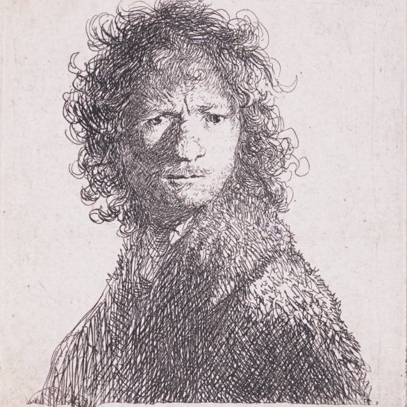 Rembrandt, Selbstbildnis mit gerunzelter Stirn, 1630, Kunstmuseum Karlsruhe
