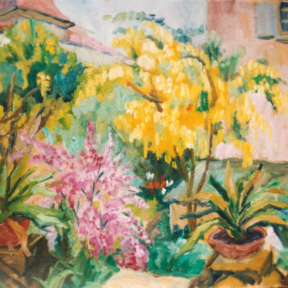 Marie Strieffler, Im Garten hinter dem Strieffler Haus, 1969 © Heinrich und Marie Strieffler Stiftung, Strieffler Haus der Künste