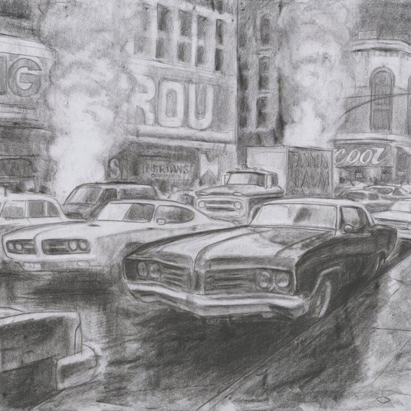 Bleistiftzeichnung Szene New York