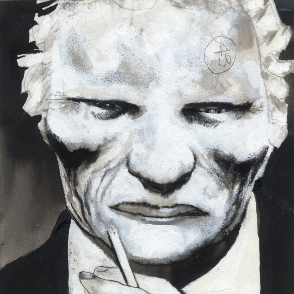 Portrait Zeichnung eines Mannes mit Zigarette