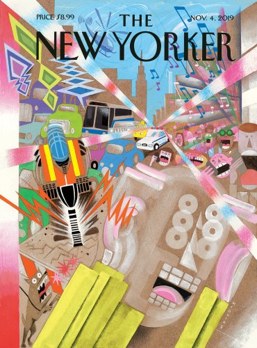 Cover "The New Yorker", Person rennt vor Stadtlärm davon