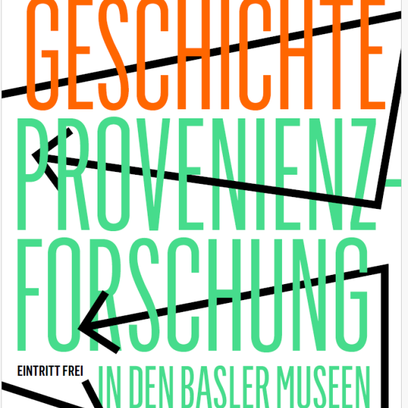 Flyer Vorderseite mit Aufschrift mit dem Titel in Orange-Grün auf weissem Hintergrund