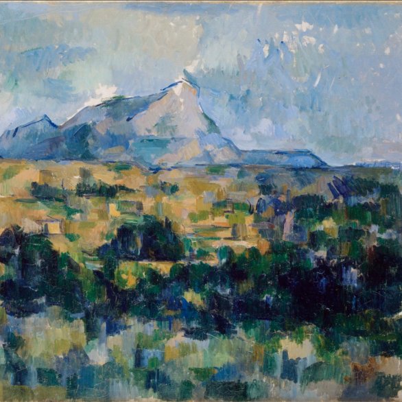 Blauer Berg mit Landschaft