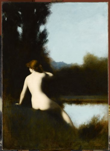 Jean-Jacques Henner, La Source. Grande variante, 1881, huile sur toile, 100 x 73,5 cm.  Paris, musée national Jean-Jacques Henner ©RMN-GP Gérard Blot