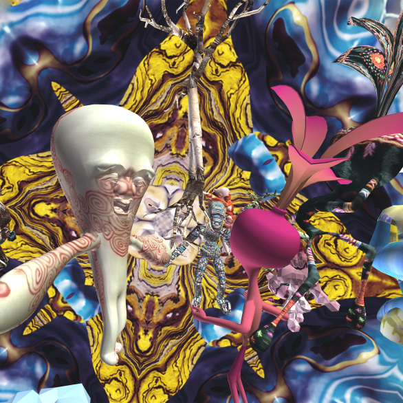 Abstraktes, computergeneriertes Bild, dass sehr psychodelisch anmutet