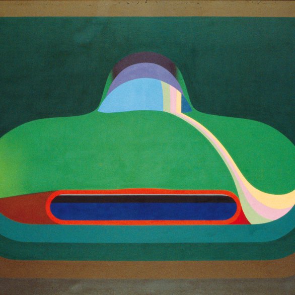 Markus Müller (*1943), Bolide, 1968<br>Öl auf Leinwand, 160 x 180 cm <br>Aargauer Kunsthaus / Schenkung aus Nachlass Robert Beeli, 2007<br>© Markus Müller <br>Foto: Brigitt Lattmann