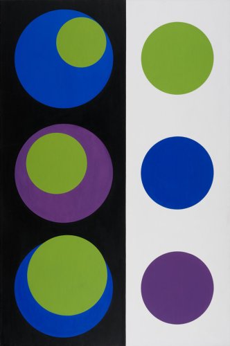 Geneviève Claisse, R 338, 1969, Öl auf Leinwand, 196 x 131 cm, Aargauer Kunsthaus, Aarau