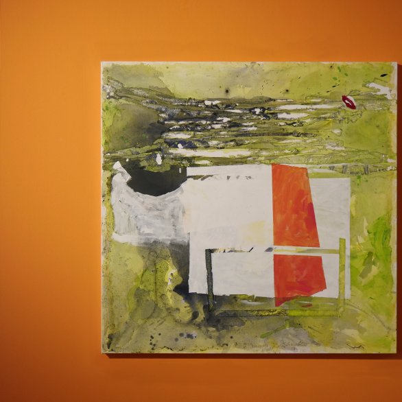 Das neue abstrakte Gemälde "Open Letter für Paula Strauß und Jo Stotz" von Regina Baumhauer.