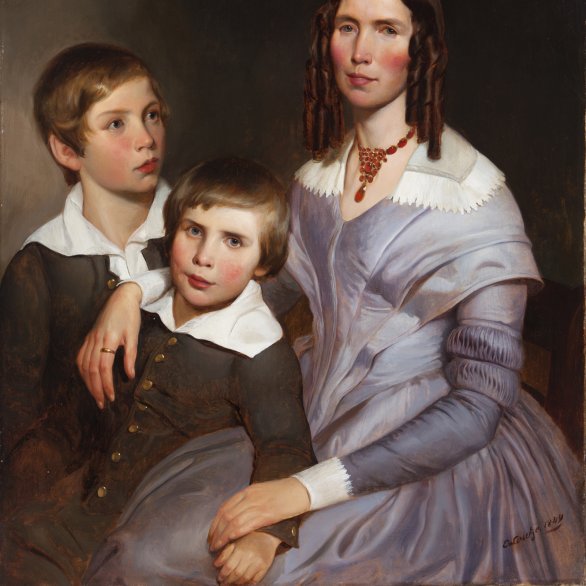 Emanuel Leutze (1816–1868), Mutter mit zwei Kindern, 1844, Öl auf Leinwand. 103,7 × 83 cm. © Dr. Axe Stiftung, Bonn.