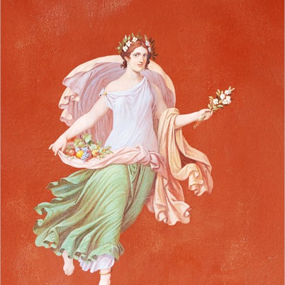 Wandmalerei im Speisesaal von Schloss Villa Ludwigshöhe in Edenkoben