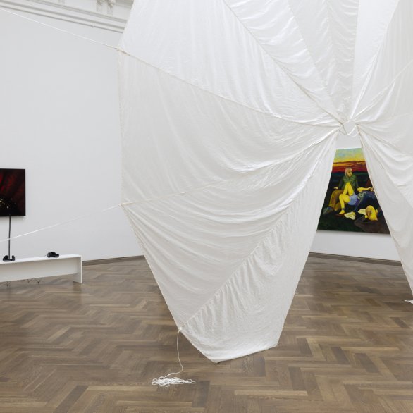 Exhibition view, Kunstkredit Basel-Stadt 2022, "Cat’s Cradle," Kunsthalle Basel. Photo: Gina Folly / Kunstkredit Basel-Stadt