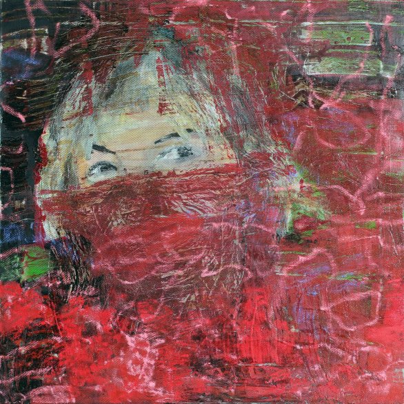 Kathrin Wächter, Porträt von Karin Maßen, Öl, Kreide und Gaze auf Leinwand, 2019 Sammlung Dreiländermuseum, BKVer 490, Foto: Jeanette Gutmann